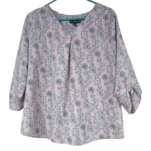 🦄Fred David Lavender and Blue Floral Blouse Sise XL